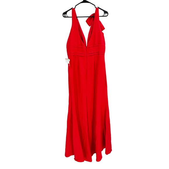 Mac Duggal 49454 Bow Shoulder V Neck Gown in Red Size 10 NWT - Picture 3 of 7